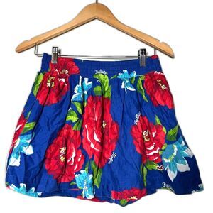 Hollister y2k mini skirt floral size medium blue red preppy girly tropical